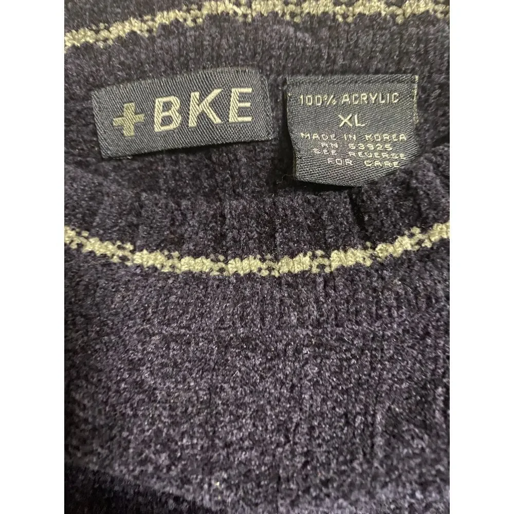 +BKE Men's Navy Blue Ribbed Sweater Casual Cozy‎ Long Sleeve Pullover XL